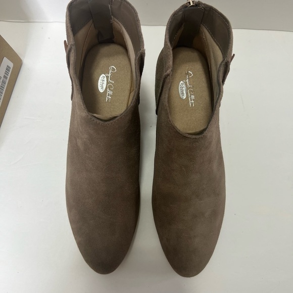 Dr Scholl’s Womens 9 1/2 Ankle Boots Brown Gray Suede Leather booties tan NWT - Picture 11 of 16